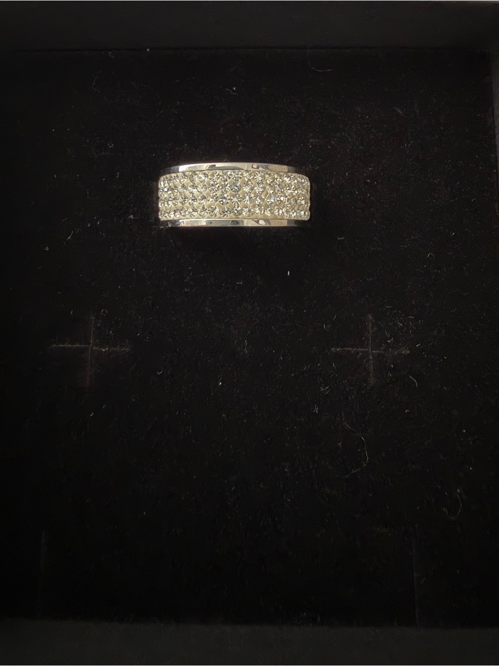 QVC Silver Pave Crystal Wide Band Ring